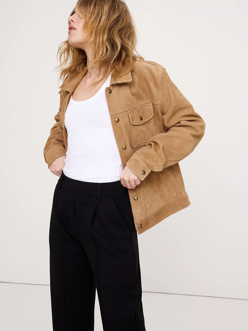 High-Rise Tapered Drapey Ponte Pull-On Pant