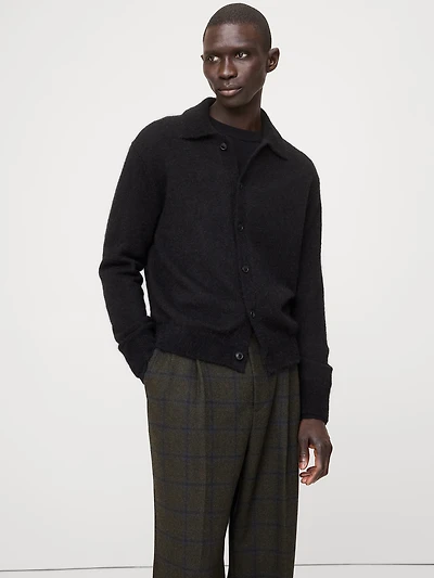 Italian Alpaca-Blend Polo Cardigan