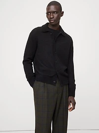 Italian Alpaca-Blend Polo Cardigan