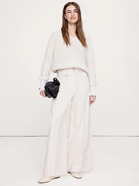 High Rise Wide-Leg Drapey Ponte Pant