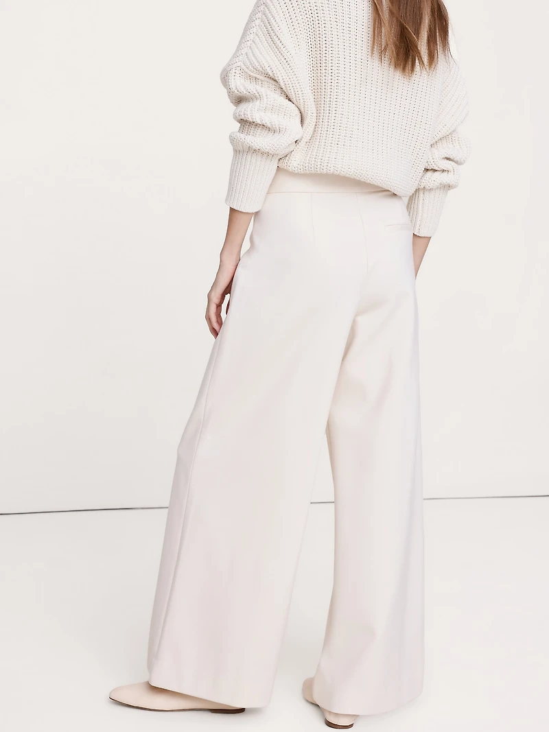 High Rise Wide-Leg Drapey Ponte Pant