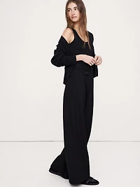 High Rise Wide-Leg Drapey Ponte Pant