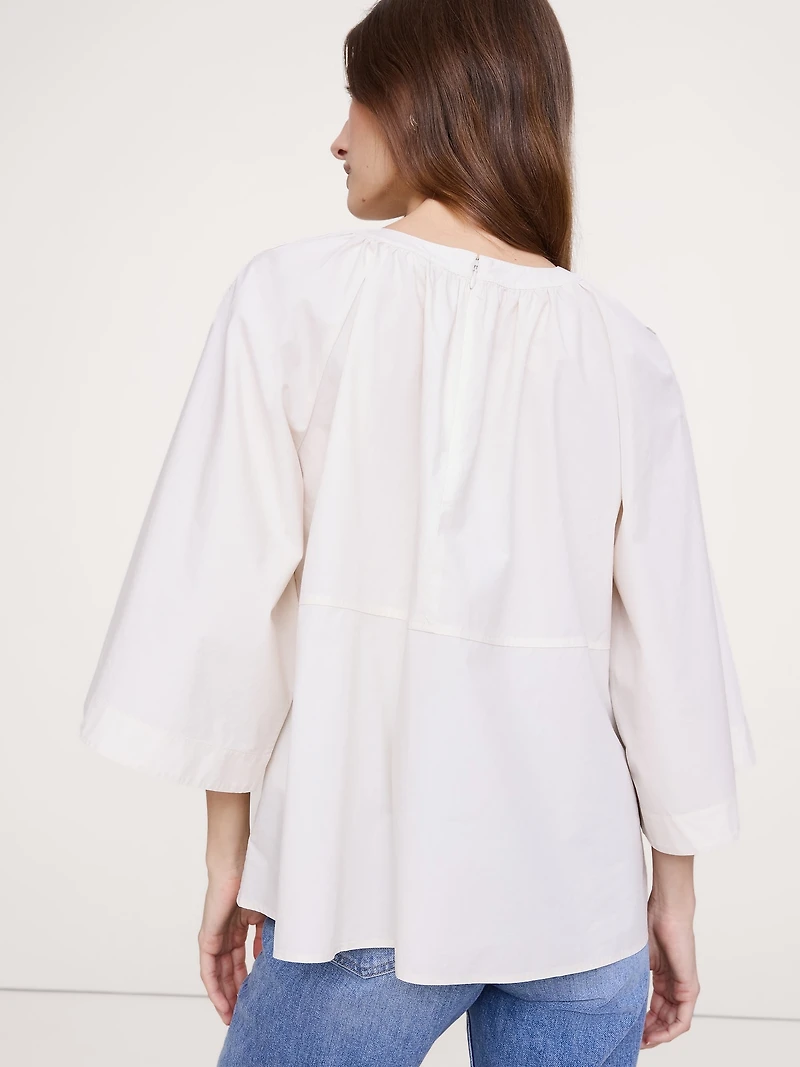 Cotton Poplin Convertible Trapeze Top