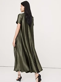 Italian Satin Trapeze Maxi Dress