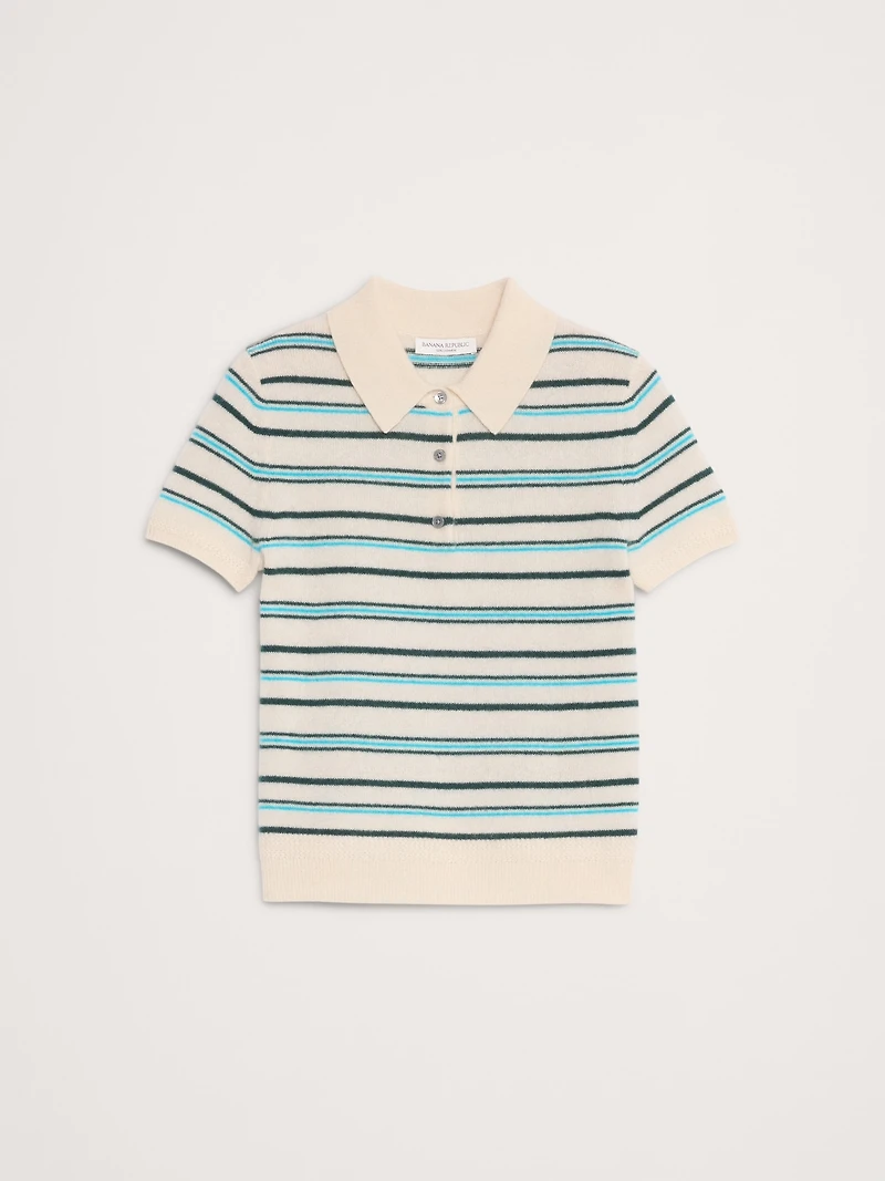 Lightweight Cashmere Short-Sleeve Sweater Polo