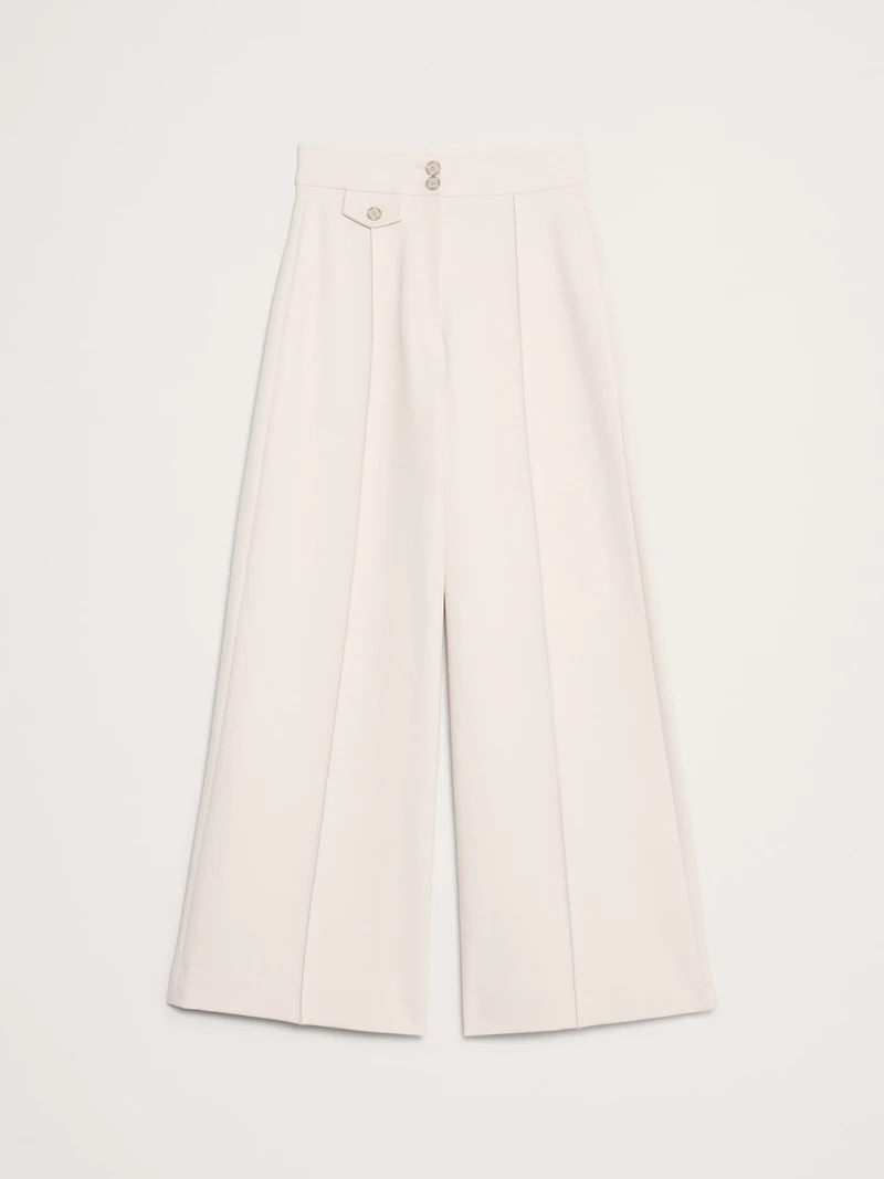High Rise Wide-Leg Drapey Ponte Pant