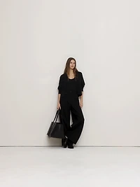 High Rise Wide-Leg Drapey Ponte Pant