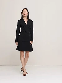 Stretch-Cotton Ruched Mini Shirt Dress