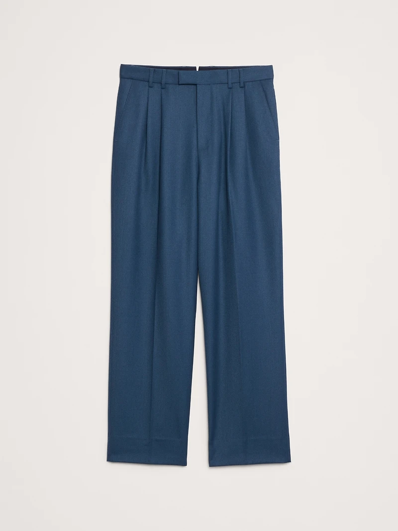 Straight Pleated Twill Dress Pant