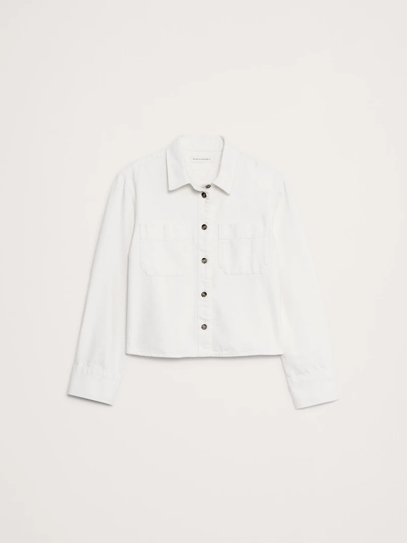 Denim Cropped Utility Shirt