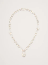 Rhinestone Safety Pin Chain Necklace