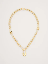 Rhinestone Safety Pin Chain Necklace