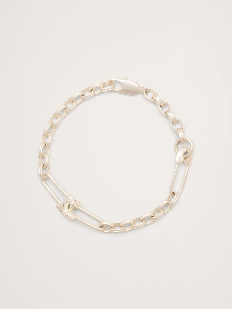 Rhinestone Safety Pin Bracelet