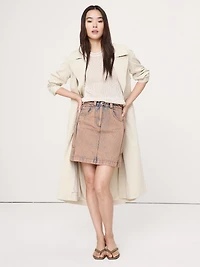Paneled Denim Mini Skirt