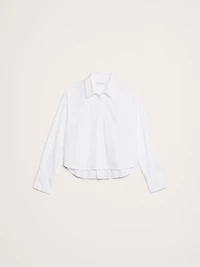Cropped Cotton Poplin Shirt with Elbow Patches