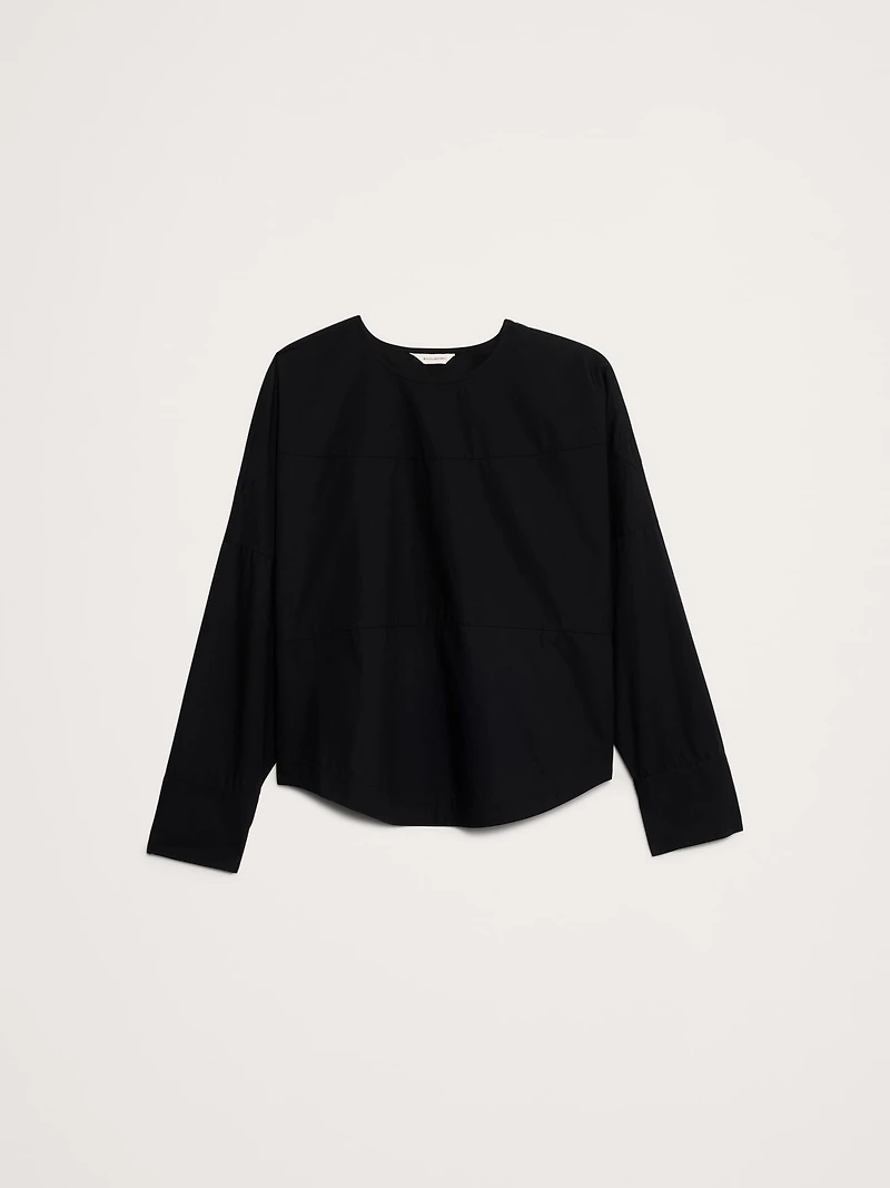 Cotton Poplin Paneled Dolman Top