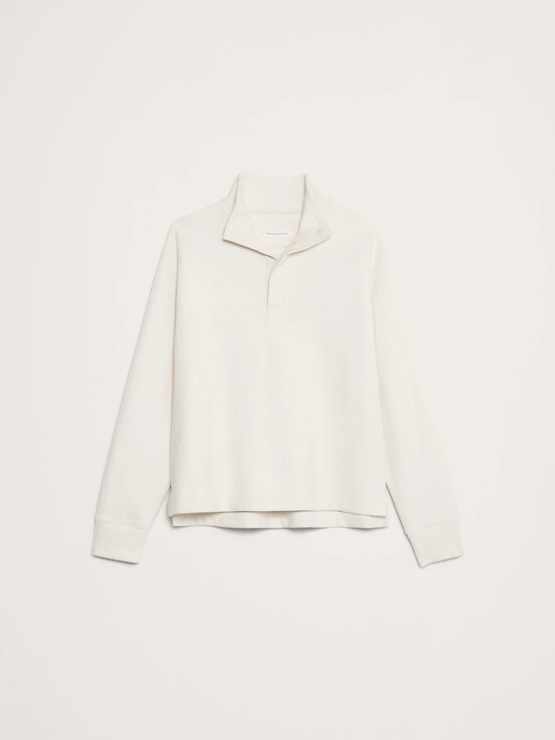 Crinkle Cotton-Wool Mock-Neck Sweatshirt