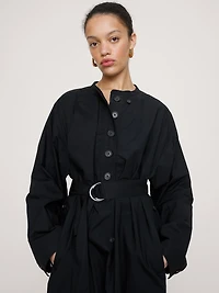 Cotton Poplin Big-Button Shirt Dress