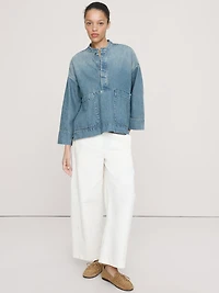 Denim Popover Top