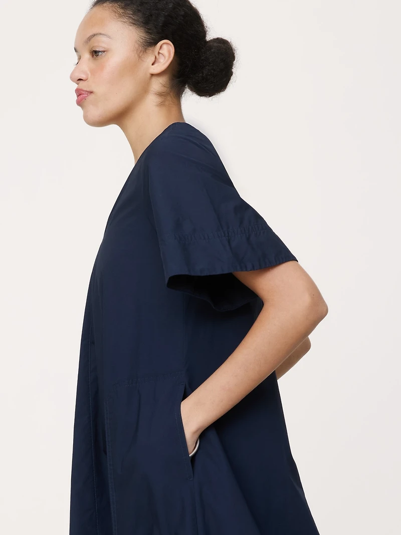 Cotton Poplin Trapeze Maxi Dress