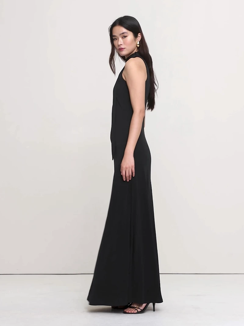 Matte Jersey Cowl-Neck Maxi Dress