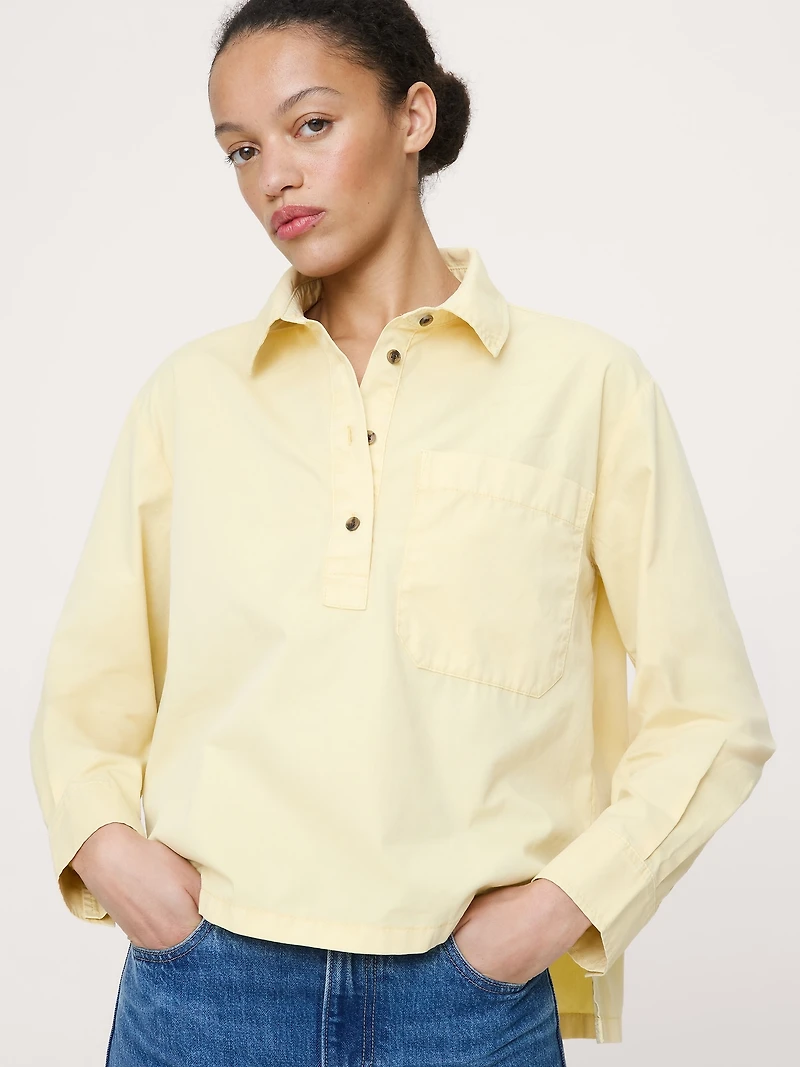 Oversized Cotton Twill Popover Shirt