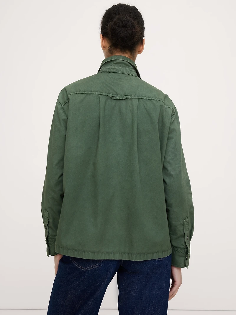 Oversized Cotton Twill Popover Shirt