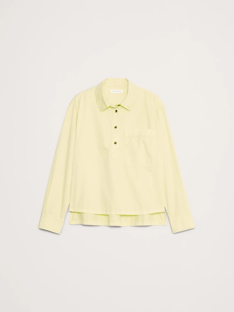 Oversized Cotton Twill Popover Shirt