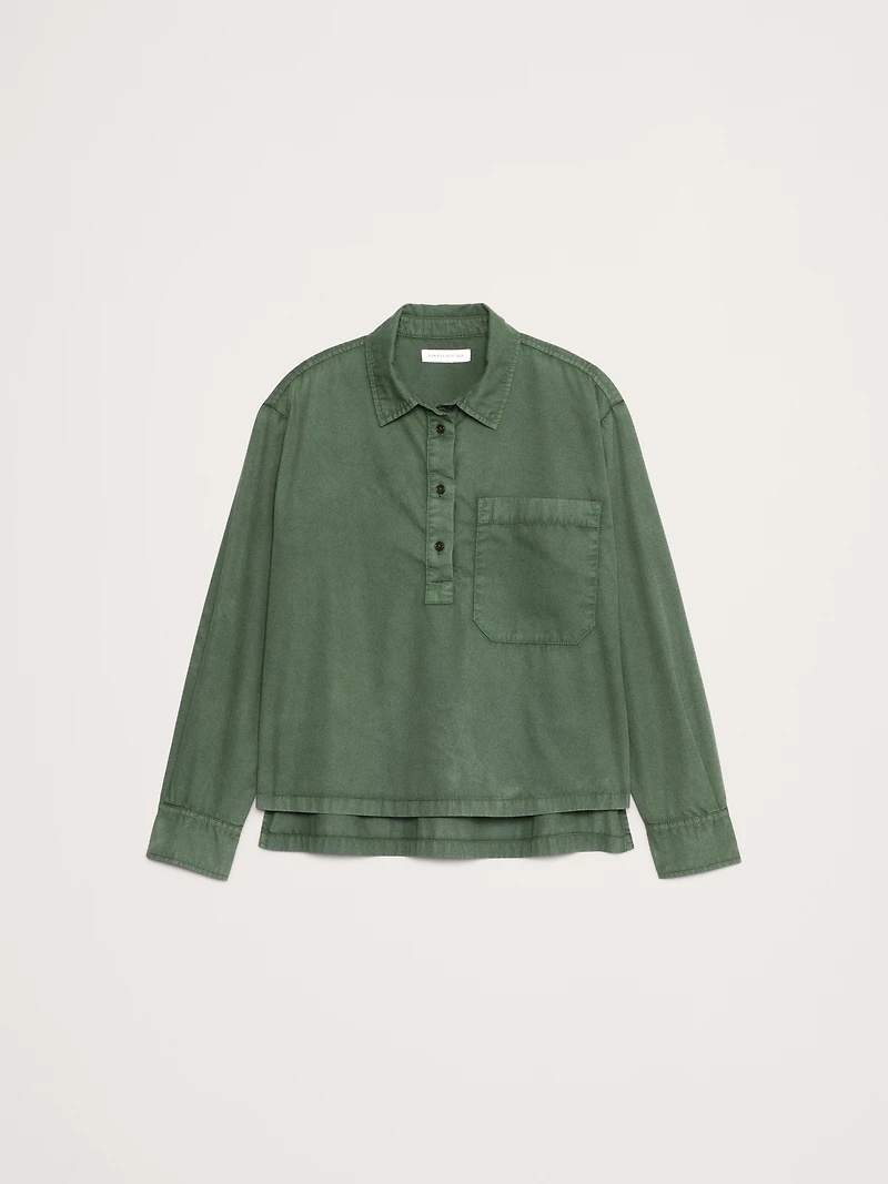 Oversized Cotton Twill Popover Shirt
