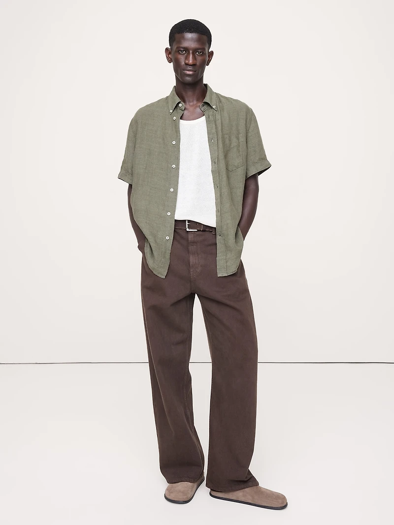 Standard-Fit Linen Short-Sleeve Shirt