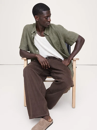 Standard-Fit Linen Short-Sleeve Shirt