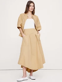 Stretch-Cotton Drop-Waist Maxi Skirt