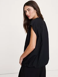 Cotton Poplin Bubble-Hem Top