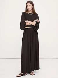 Smocked Georgette Maxi Skirt