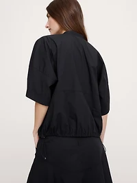 Stretch-Cotton Puff-Sleeve Top