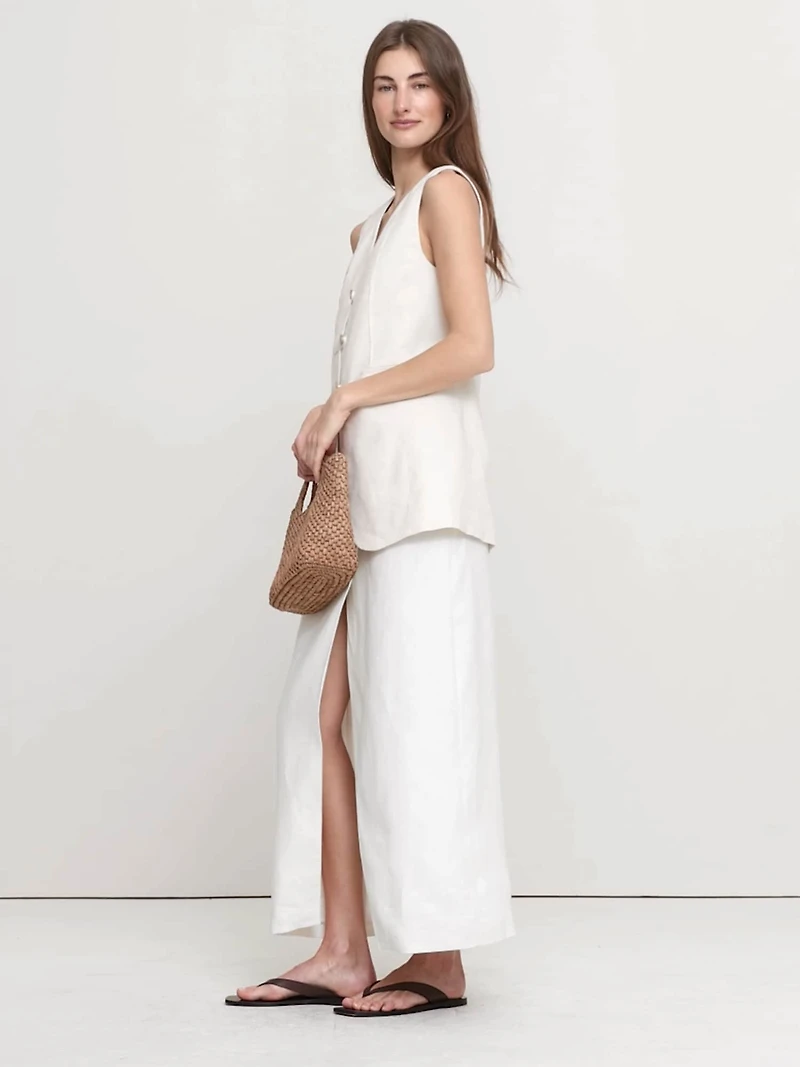 Stretch Linen-Viscose Long Vest