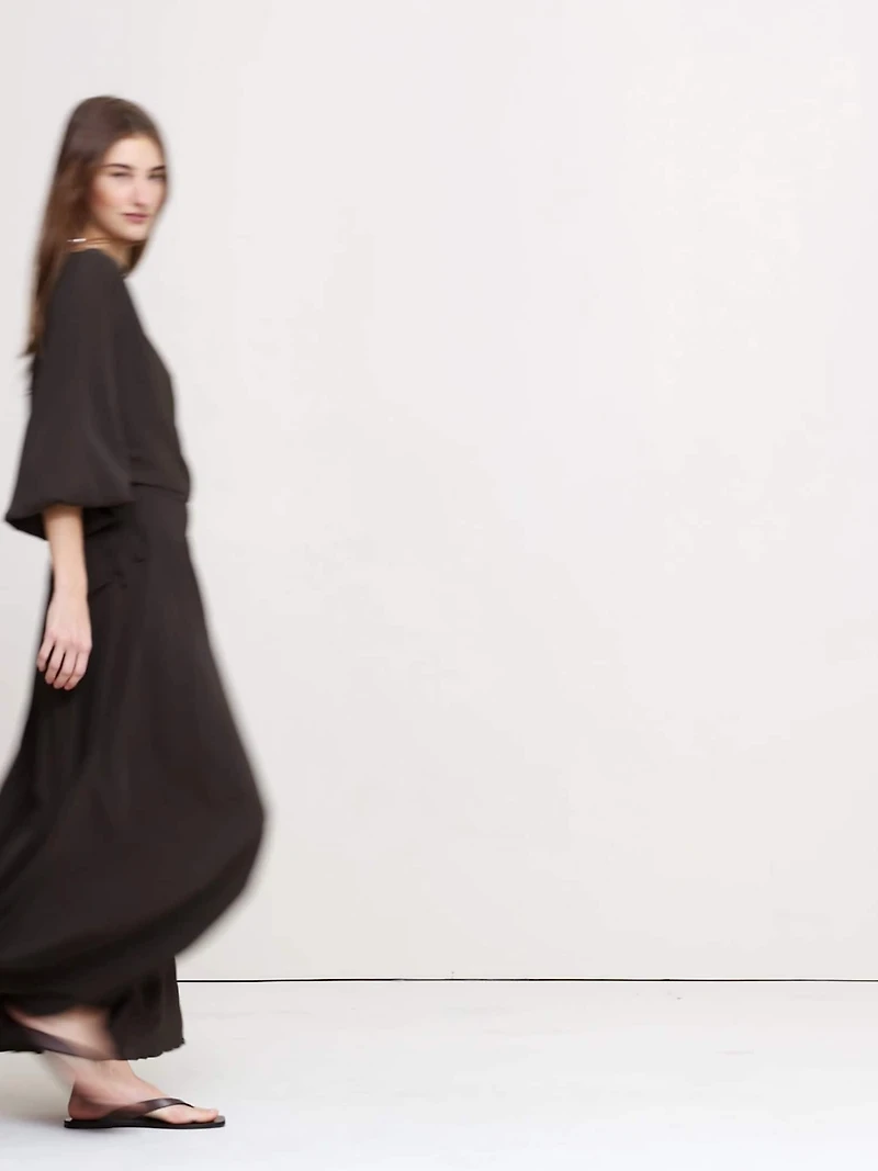 Smocked Georgette Maxi Skirt