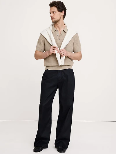 Loose Italian Linen-Cotton Pull-On Pant