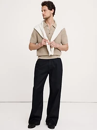 Loose Italian Linen-Cotton Pull-On Pant
