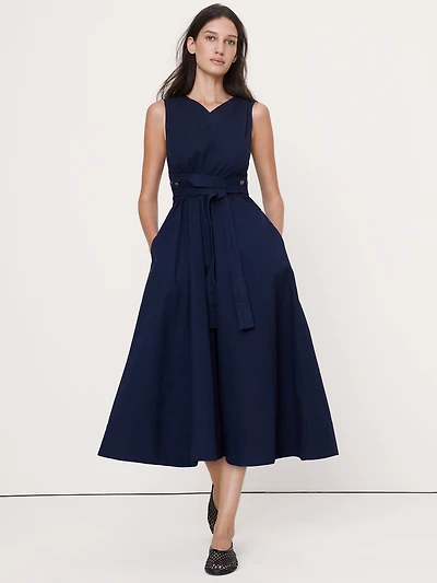 Cotton Canvas Midi Dress