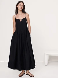 Linen Drop-Waist Maxi Dress