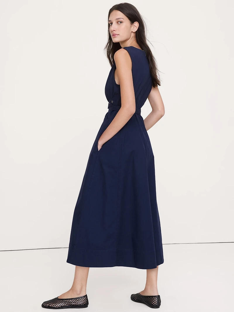 Cotton Canvas Midi Dress