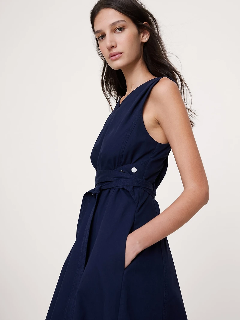 Cotton Canvas Midi Dress