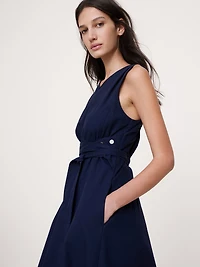 Cotton Canvas Midi Dress