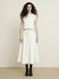 Denim Belted Maxi Skirt