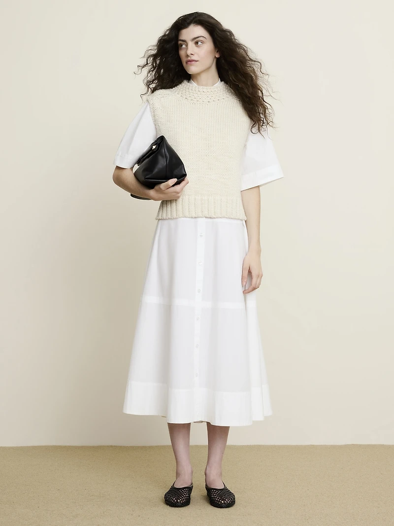 Cotton Poplin Trapeze Maxi Shirt Dress