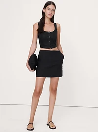 Linen-Viscose Mini Skort