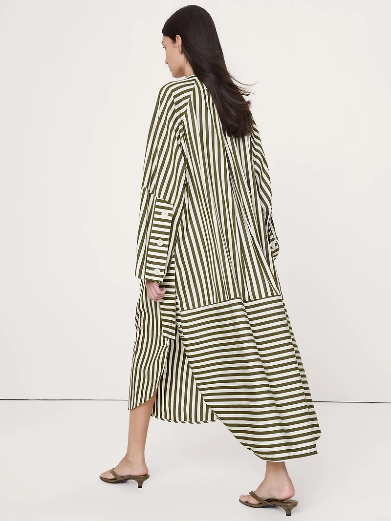 Cotton Poplin Big-Button Shirt Dress