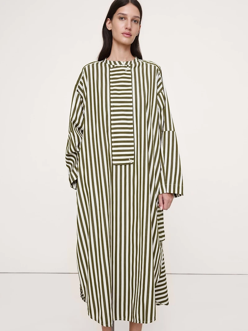 Cotton Poplin Big-Button Shirt Dress