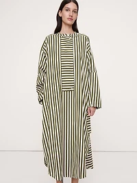 Cotton Poplin Big-Button Shirt Dress